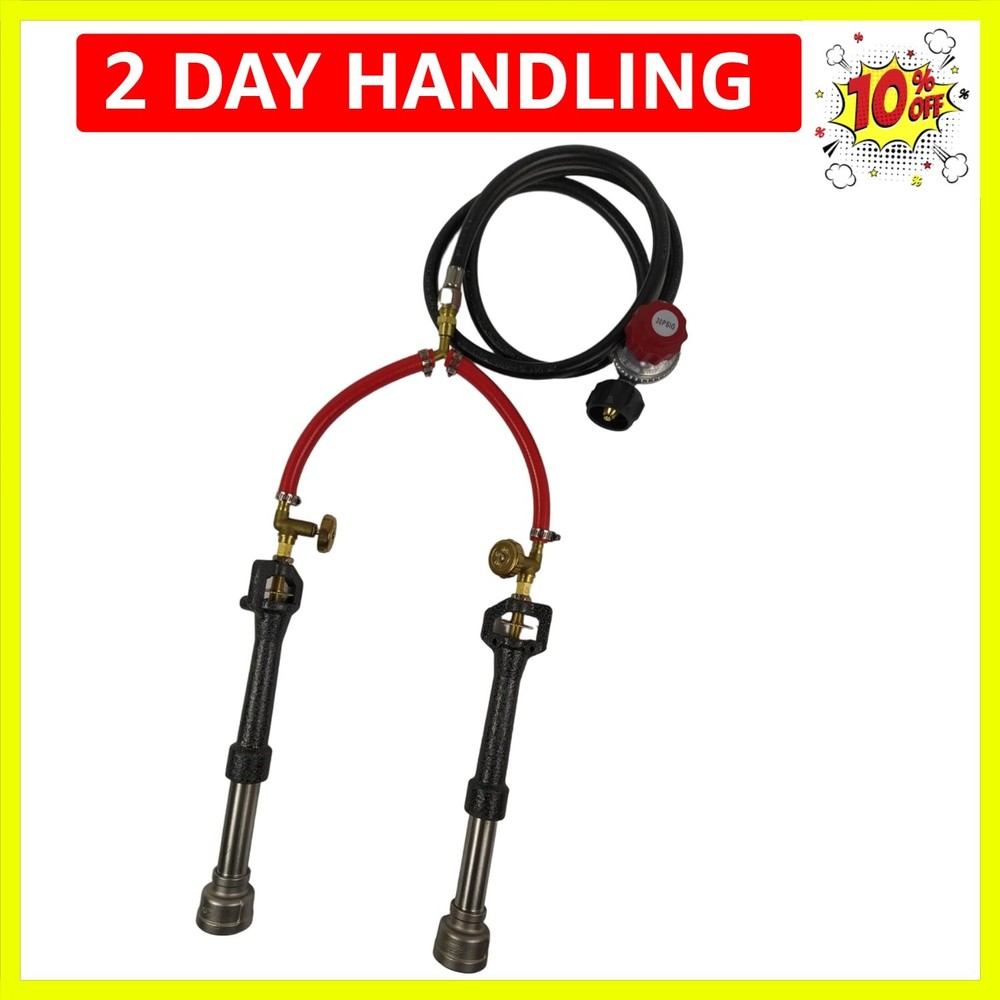Double Propane Forge Burners with Gas Hose and Regulator for Blacksmith Knife...
