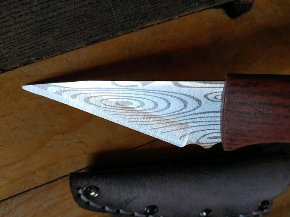 Fixed Blade 3.25" Steel Knife Plastic Handle Leather Sheath Kitchen Camp Skinner