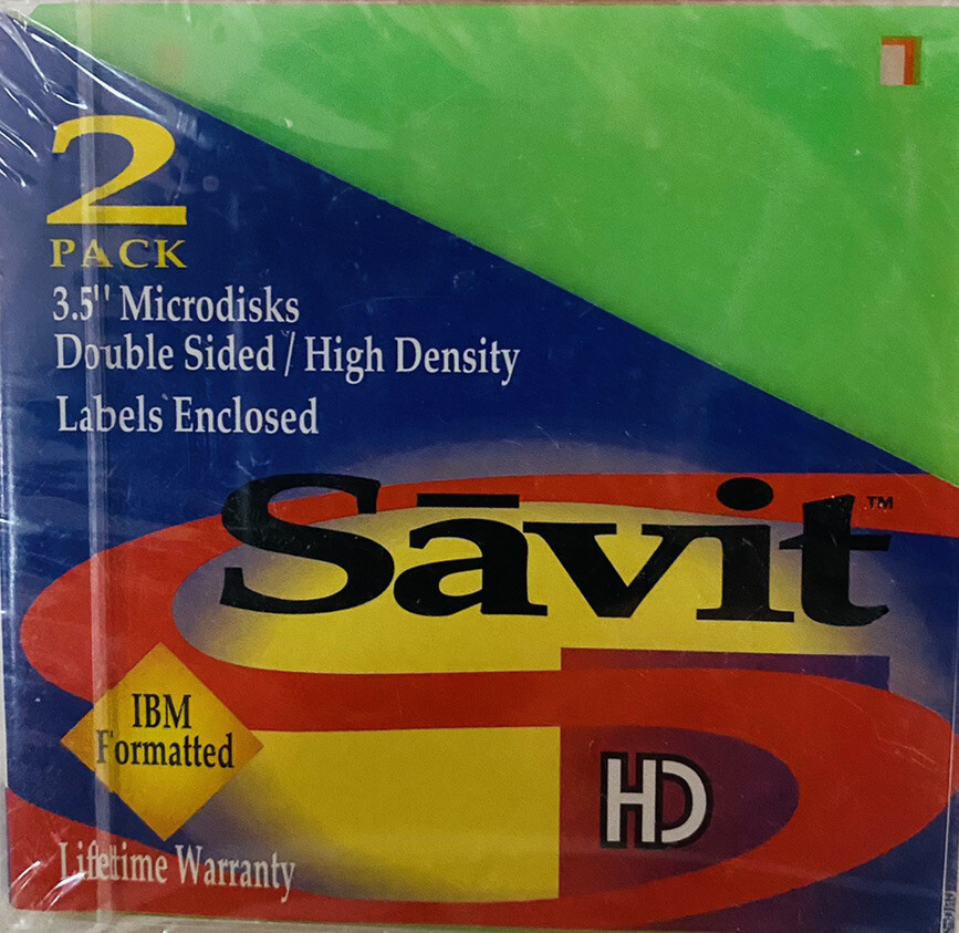 Savit HD 3.5 Microdisk IBM Formatted 2 Pack Sealed