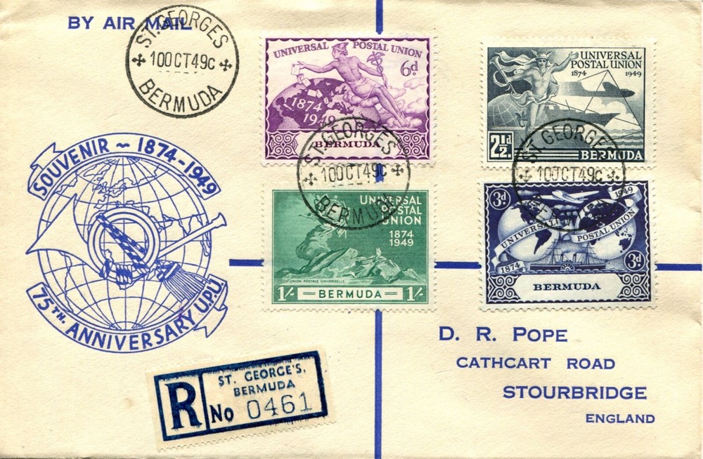 BERMUDA 1949 UPU ILLUSTRATED FDC