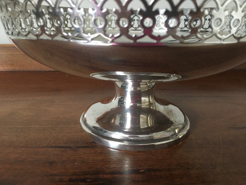 Walker and Hall Silver Plated Swing Handled Footed Basket - 1925