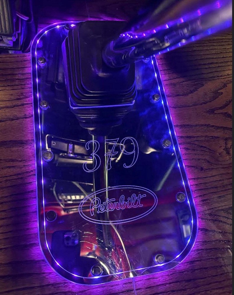 Peterbilt 379 Extended Hood Fit Replacement Shift Boot Plate Blue