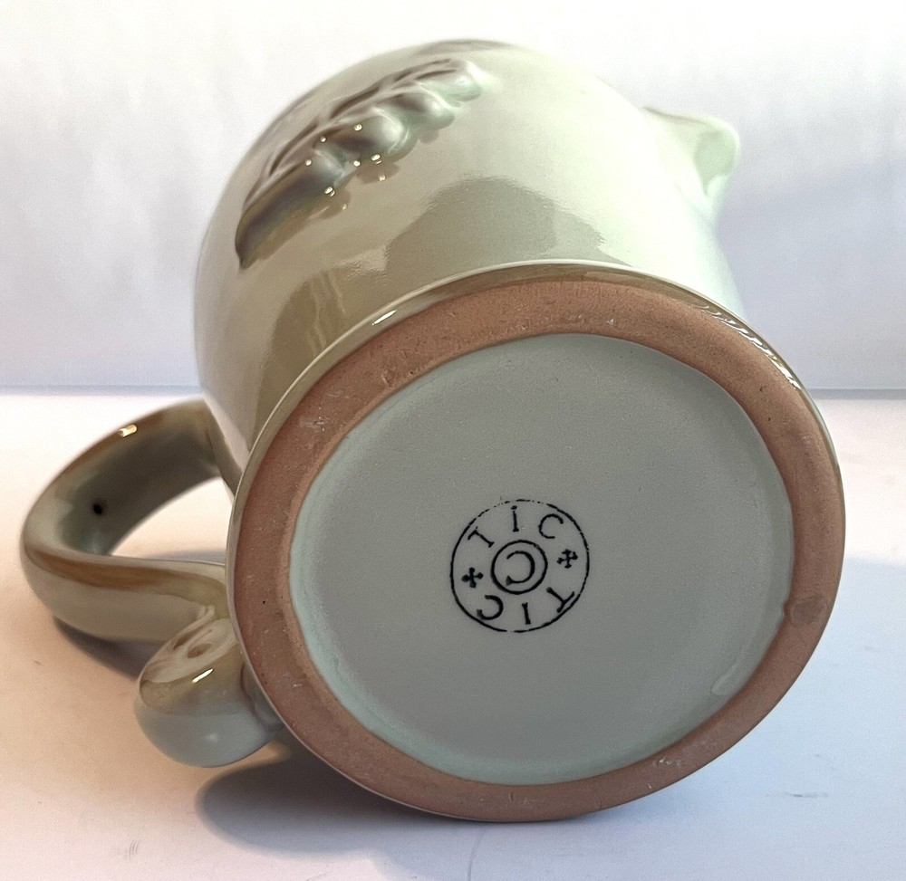 TIC TIC Terracotta Ceramic Pottery Pitcher, Leaf Design Pitcher