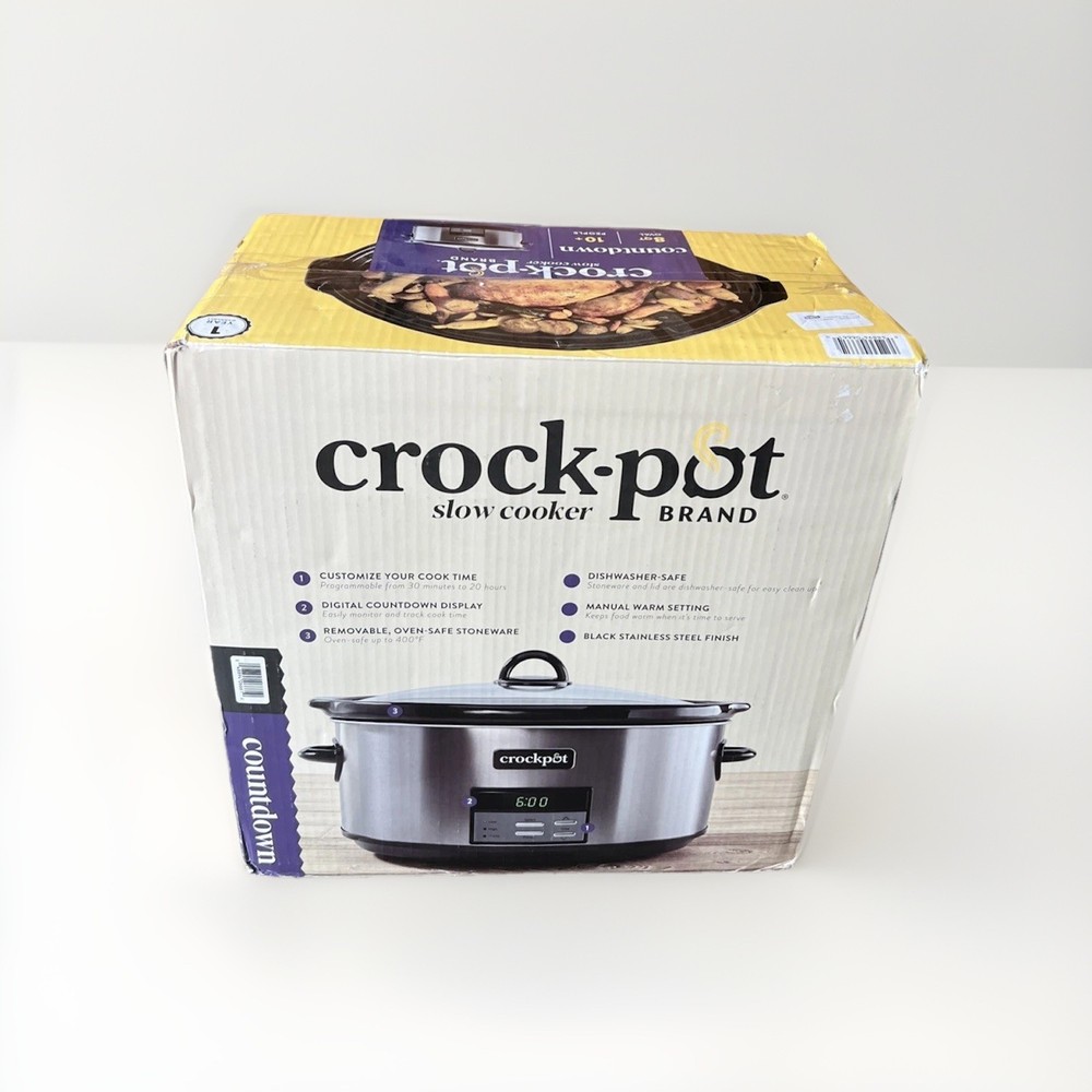 Crock-Pot Large 8-Quart Programmable Slow Cooker with Auto Warm Setting Black...