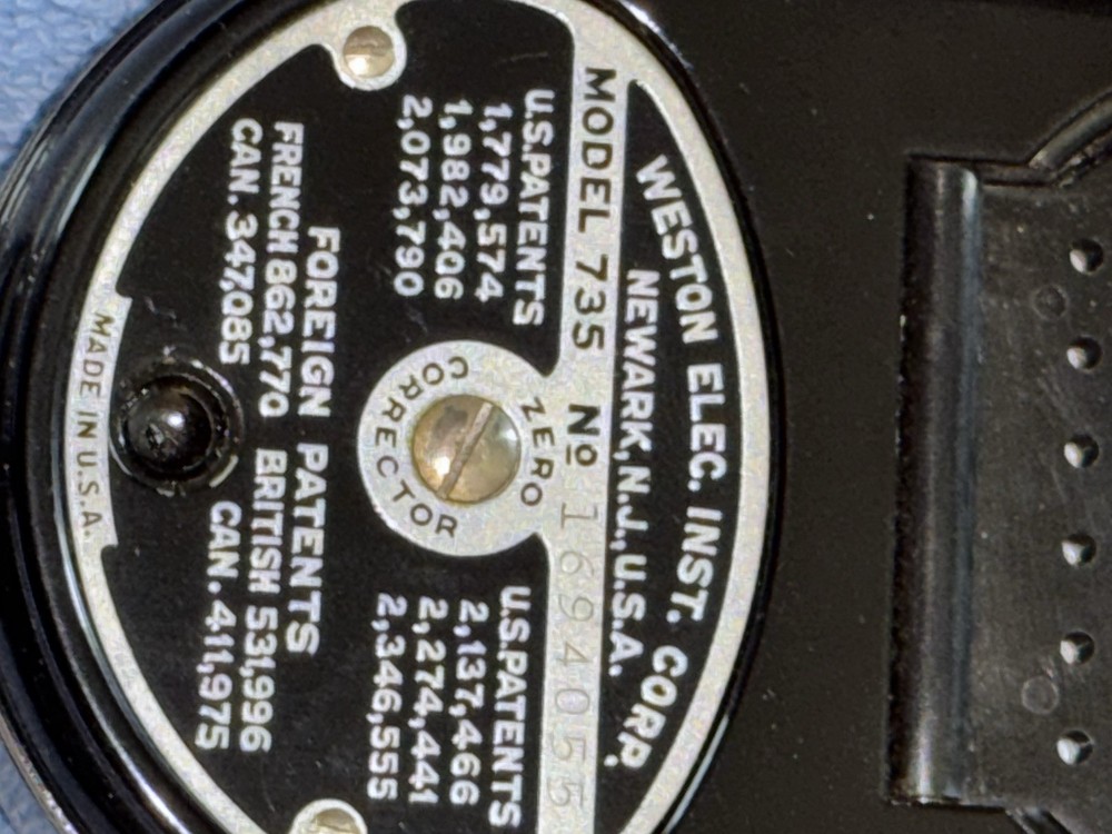 Weston Master II Universal Exposure Light Meter Model 735 w/Case - Works.