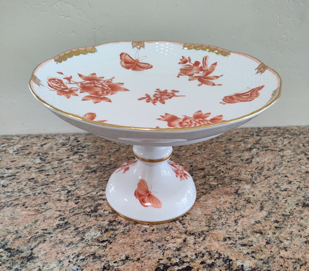 Herend Queen Victoria Fortuna Rust Cake Stand