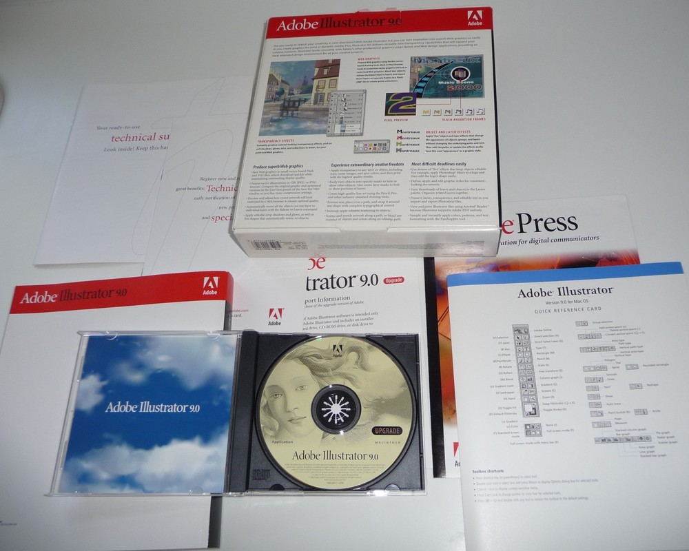 Adobe Illustrator 9 Upgrade for Macintosh software complete in big box
