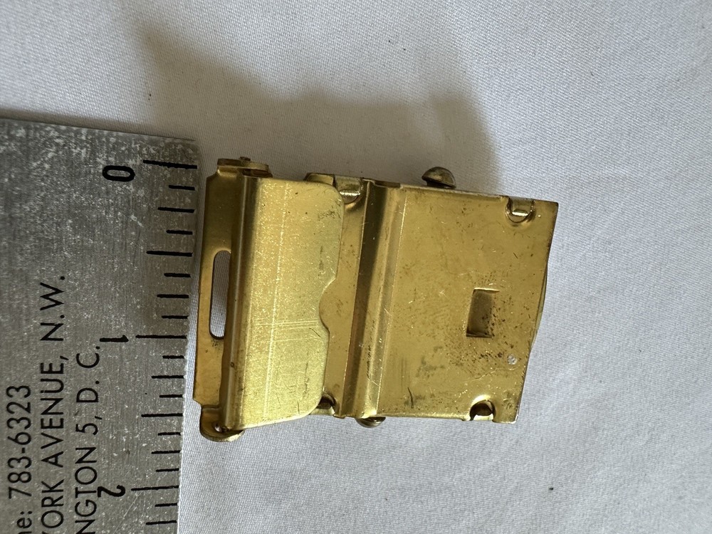 Vintage US Military Solid Brass Web Belt Buckle
