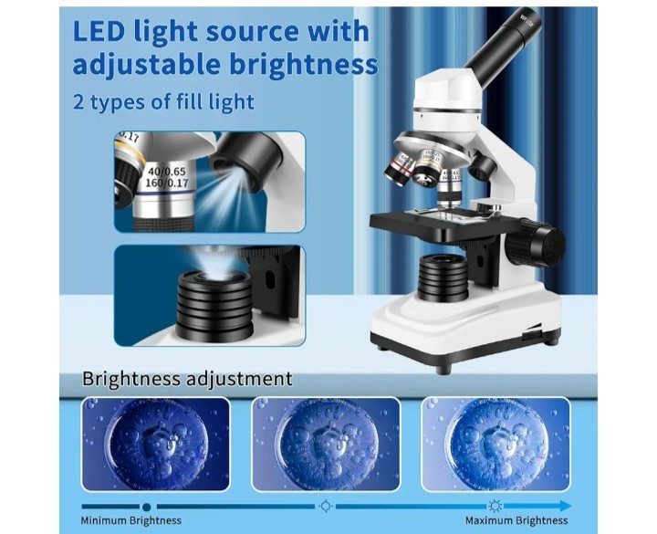Microscope,40X-2000X Microscope with Phone Adapter & Slides Set,Suitable for...
