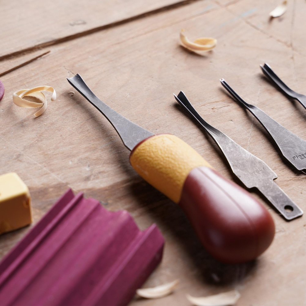 Carving Tools, Printmaking Set, 4 Carving Blades and Quick-Connect ABS Handle