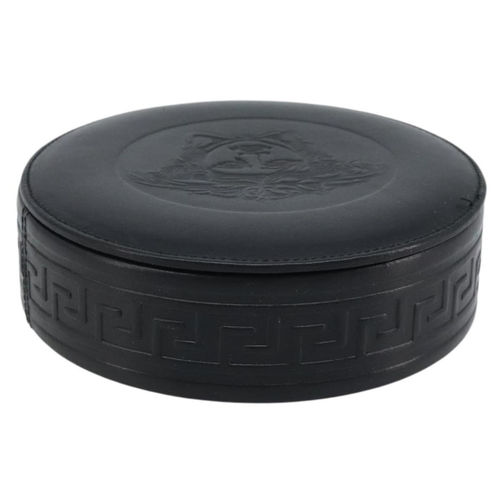 Gianni Versace Accessory Case Leather Black Auth BA11560A