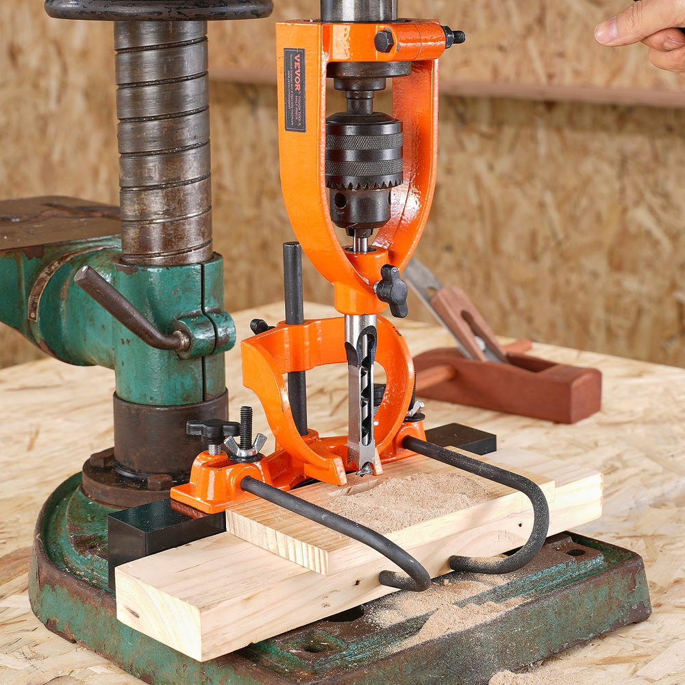 Mortising Attachment for Drill Press, Square Hole Chisel Set with 5 Bushings