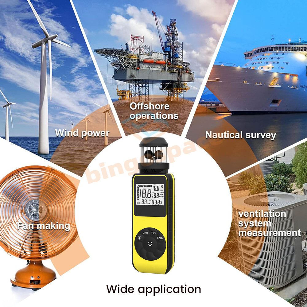 Digital Cup Anemometer 360° Rotation Handheld Anemometer Wind Speed Temperature