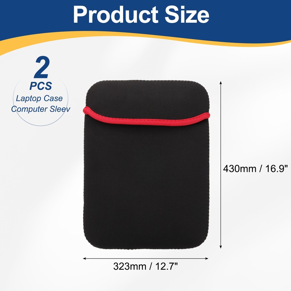 2pcs Laptop Case Computer Sleeve Universal for 17.3" Notebook Red-Black