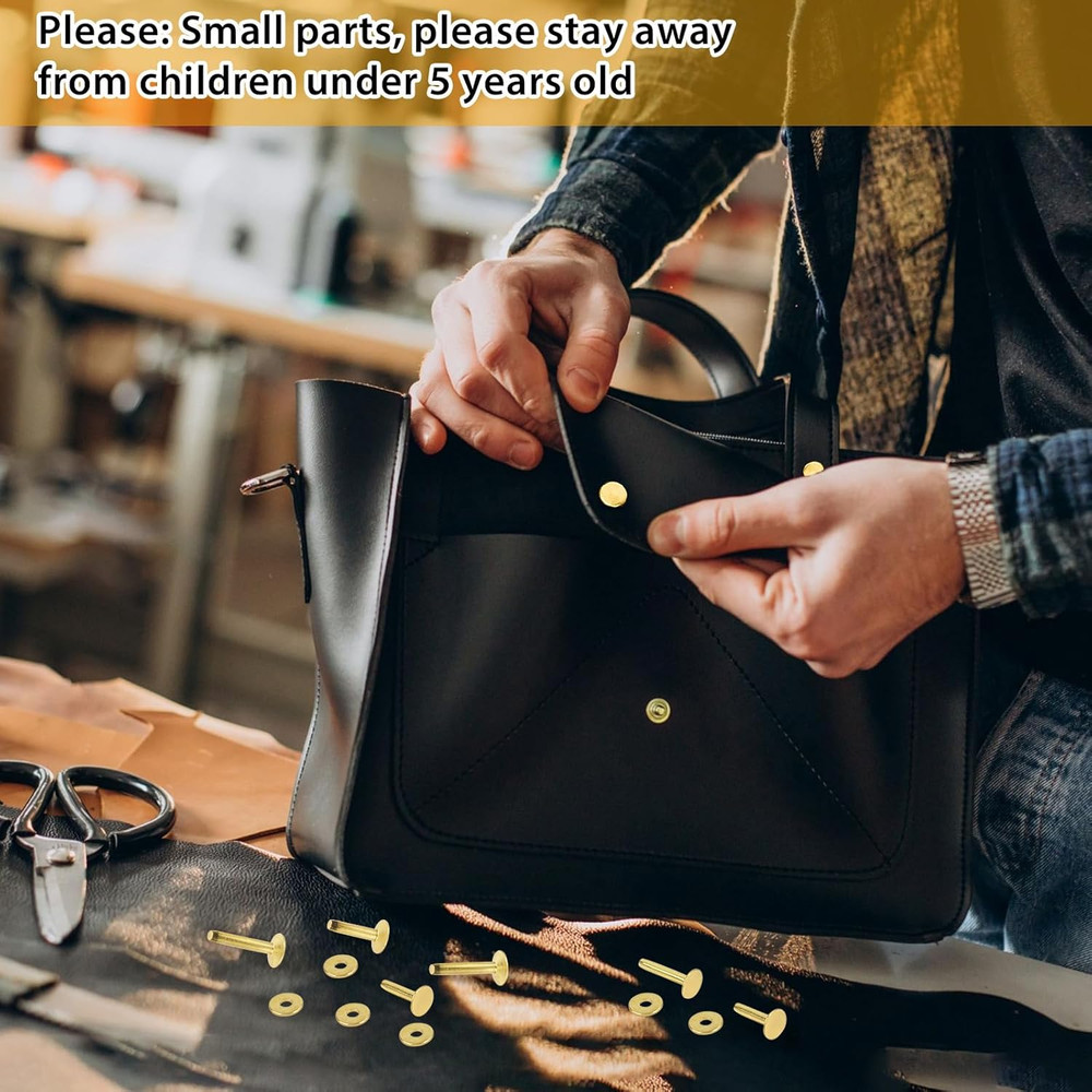 154Pcs Brass Rivets for Leather, #12 Smooth Leather Rivets Without