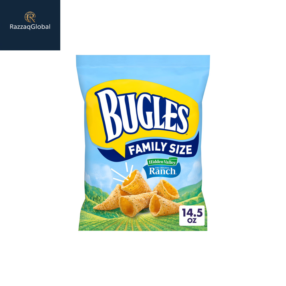 Bugles Crispy Corn Snacks, Hidden Valley Ranch Flavor, Snack Bag, 14.5 oz