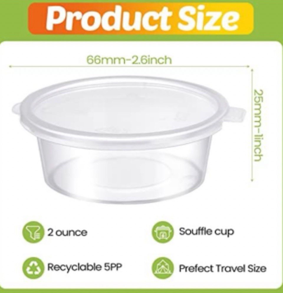 Didaey 300 Pcs 2 oz Plastic Dressing Containers Clear Portion