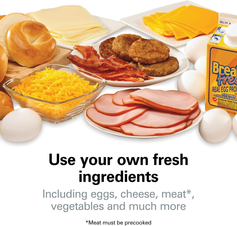 Breakfast Sandwich Maker with Egg Cooker Ring, Customize Ingredients, Perfect fo