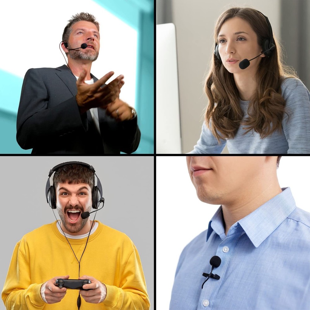 24 Pack Mini Foam Windscreen for Headset Microphone Black