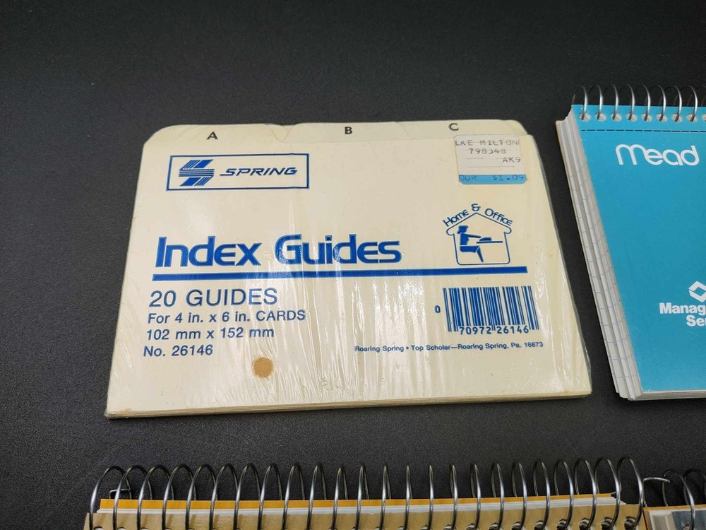 NOS 3 MEAD Wirebound 4" x 6" Index Cards (50 Each) plus Spring Index Guide Pack