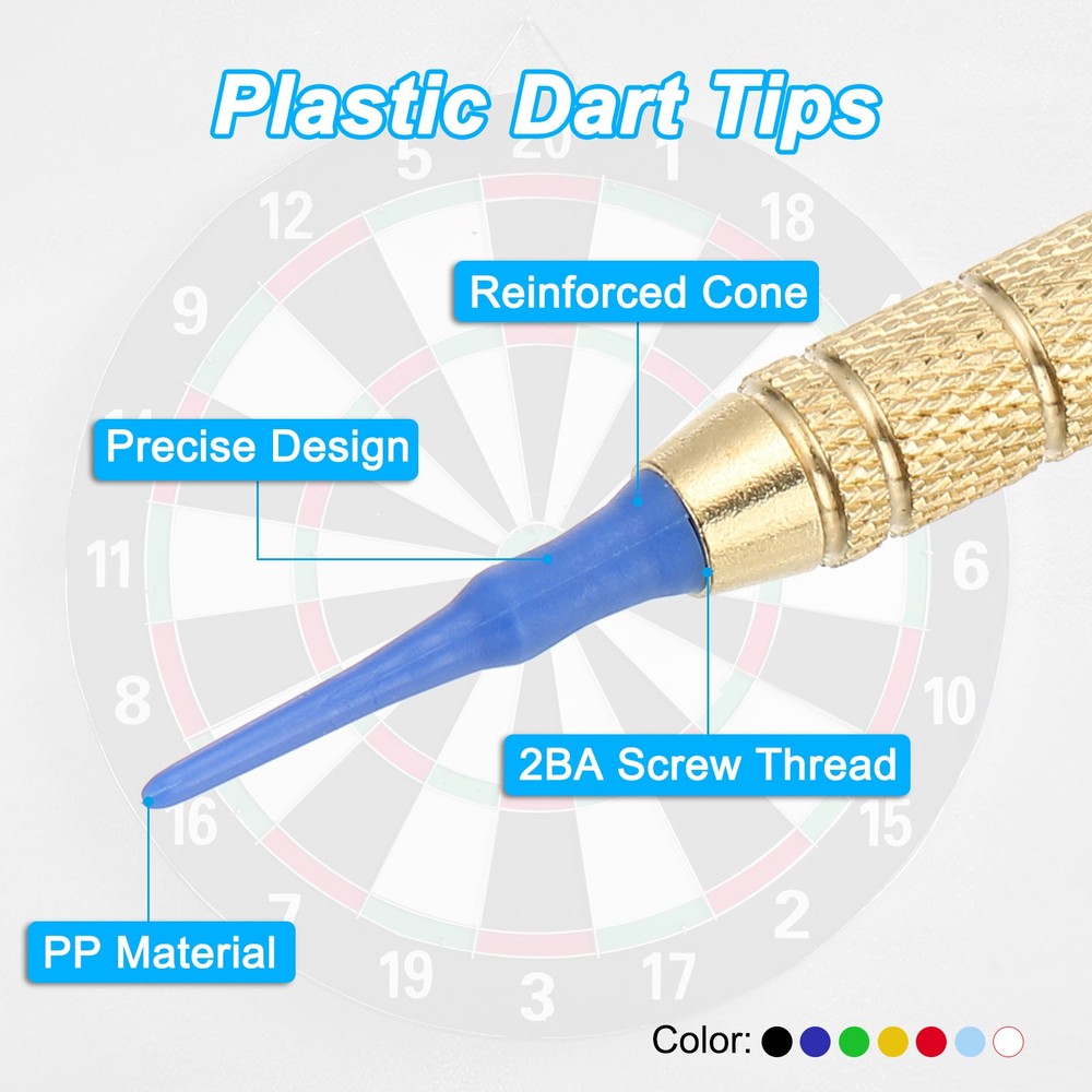 90Pcs 2BA Thread Plastic Soft Dart Tips Replacement Dart Accessories, Navy Blue
