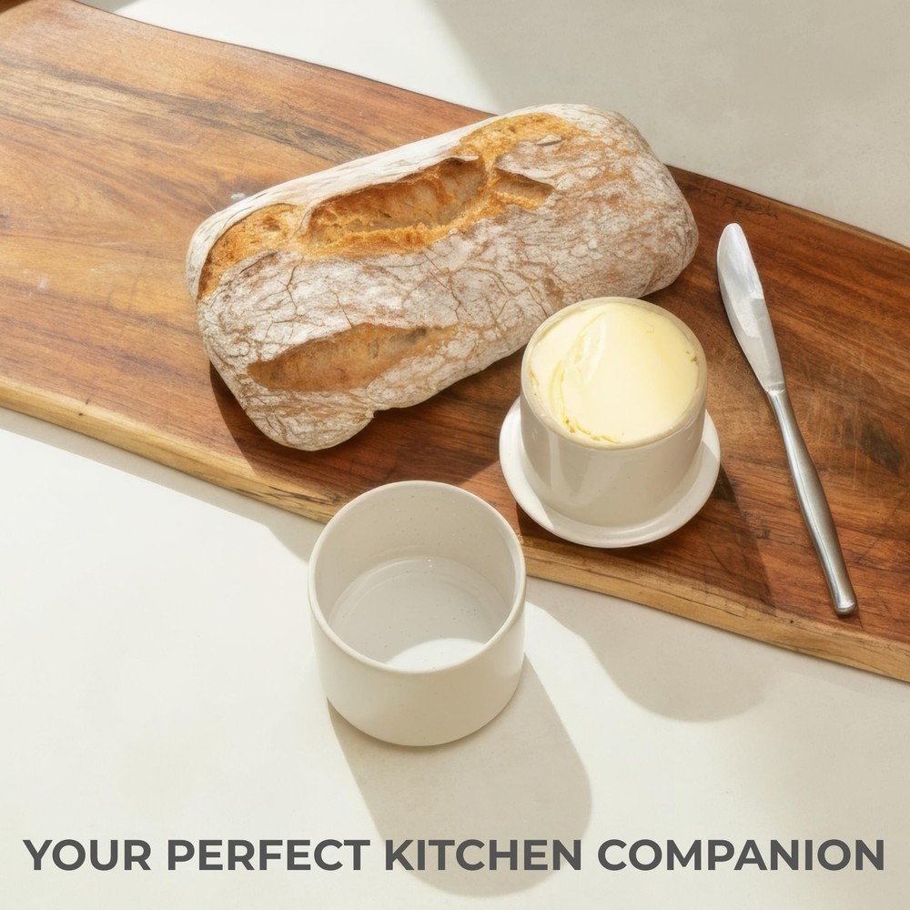 Beautiful Ceramic Butter Crock For Kitchen Countertop – Premium Container wit...