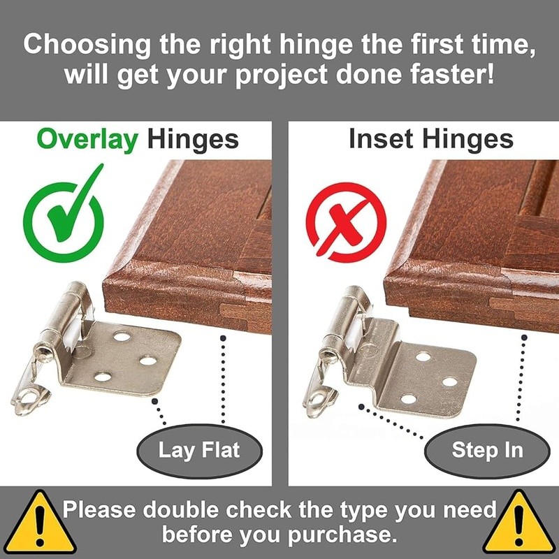 Self Closing Cabinet Hinges Brushed Nickel 50 Pcs Flush Mount Kitchen Hardware