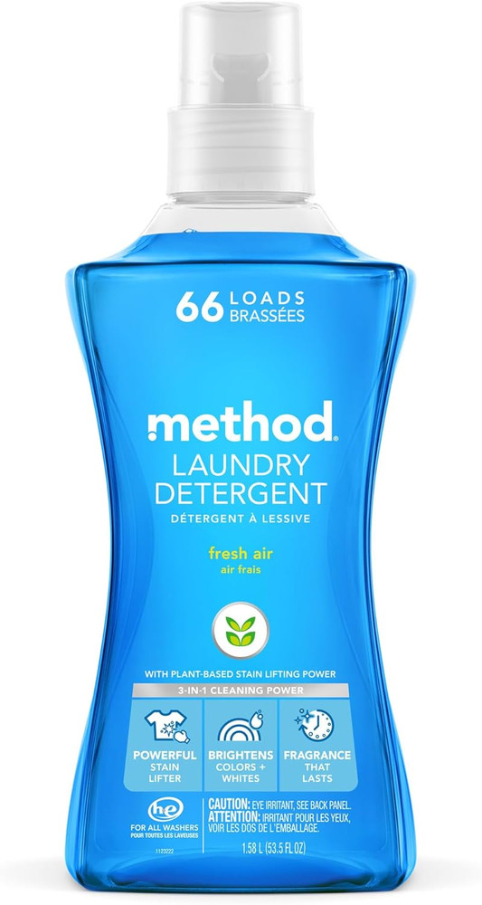 Liquid Laundry Detergent, Fresh Air, 66 Loads per Bottle, Biodegradable Formula,
