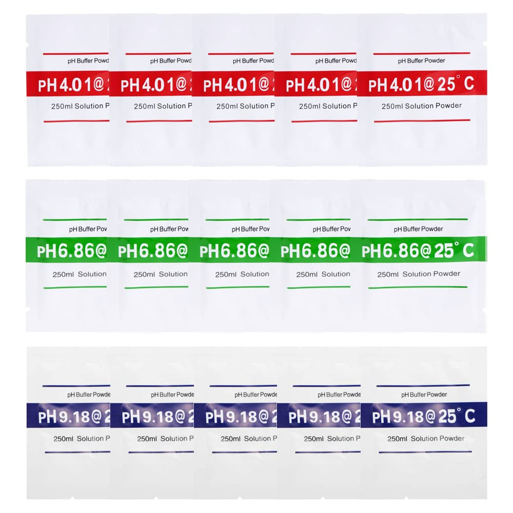 15 Pack Ph Meter Buffer Solution Powder Ph 6.86, 4.01, 9.18 for Precise Calibrat