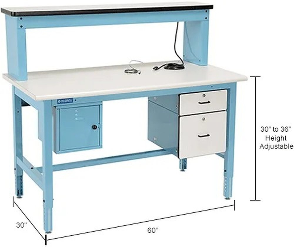 Bench-In-A-Box Technical Workbench, ESD Laminate Top, 60"Wx30"D, Blue