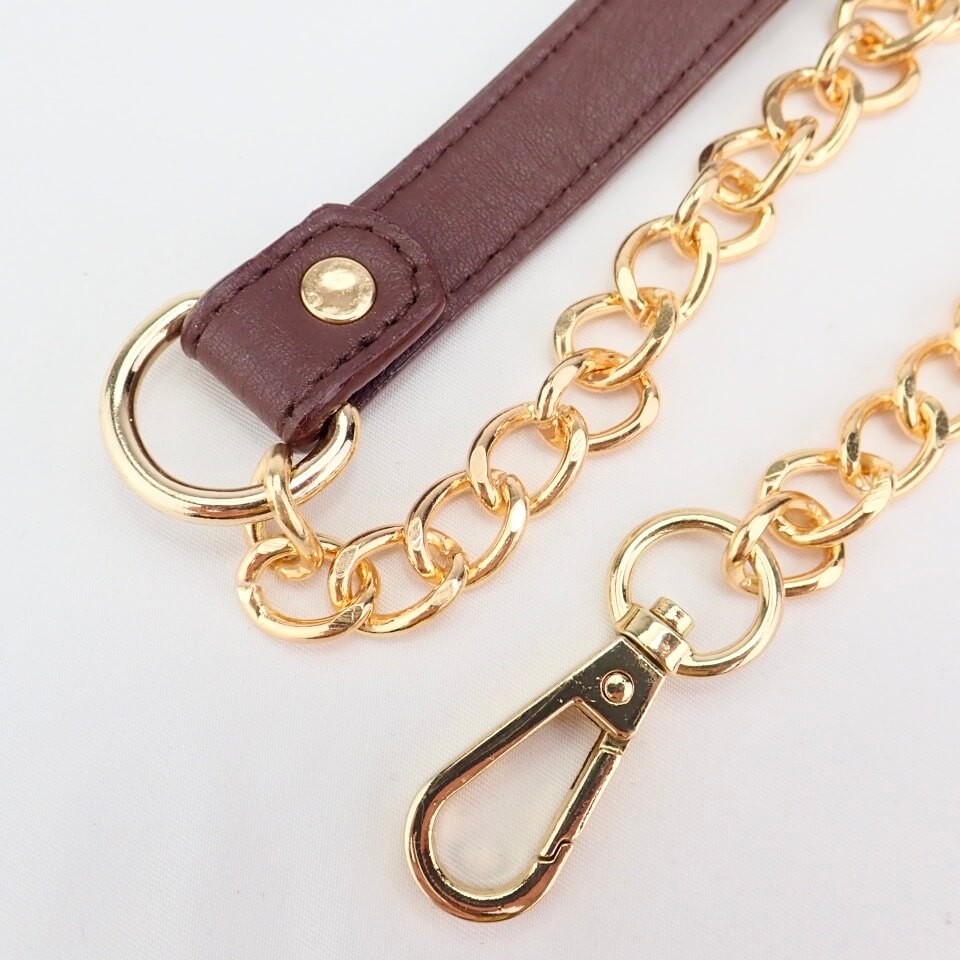 Center Leather Chain Shoulder Strap (Dark Brown) Cottonraffia