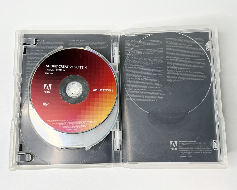Adobe Creative Suite 4 Design Premium Mac OS DVD Complete Set W/ Serial 90094936