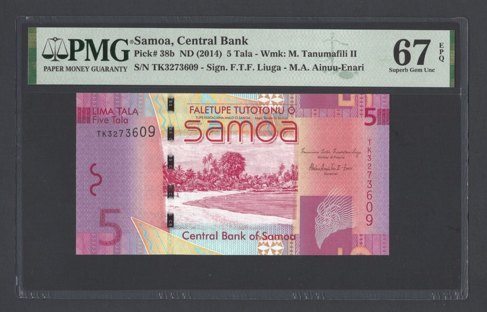 Samoa 5 Tala ND(2014) P38b Uncirculated Grade 67