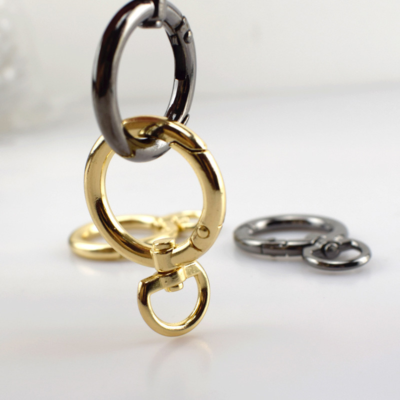 10pcs rotating buckle snap button spring door double ring key buckle bag hook