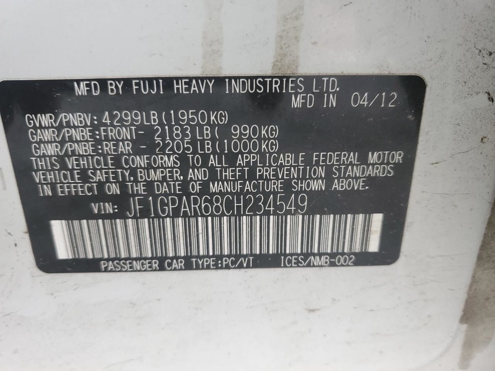IMPREZA 2012 Glove Box 4601359
