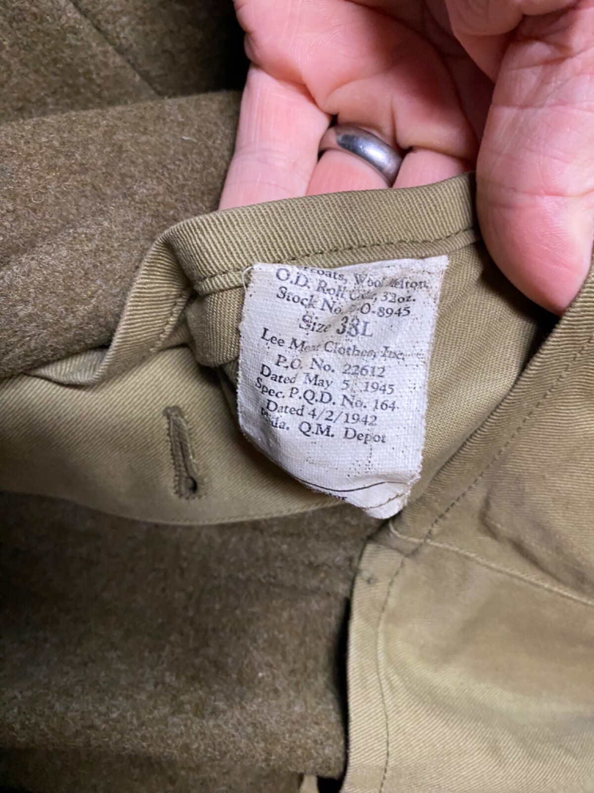 ORIGINAL WWII US ARMY WINTER M1938 GREATCOAT OVERCOAT- LARGE 44R