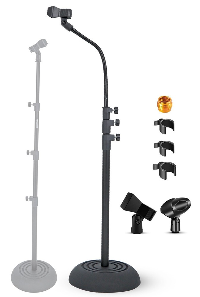 5Core Mic Stand Floor Adjustable Round Base Universal Metal Microphone Stands