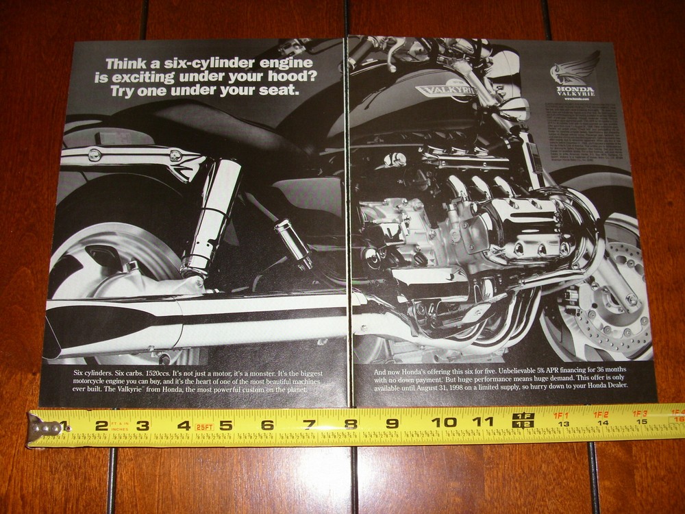 1998 HONDA VALKYRIE ORIGINAL 2 PAGE AD