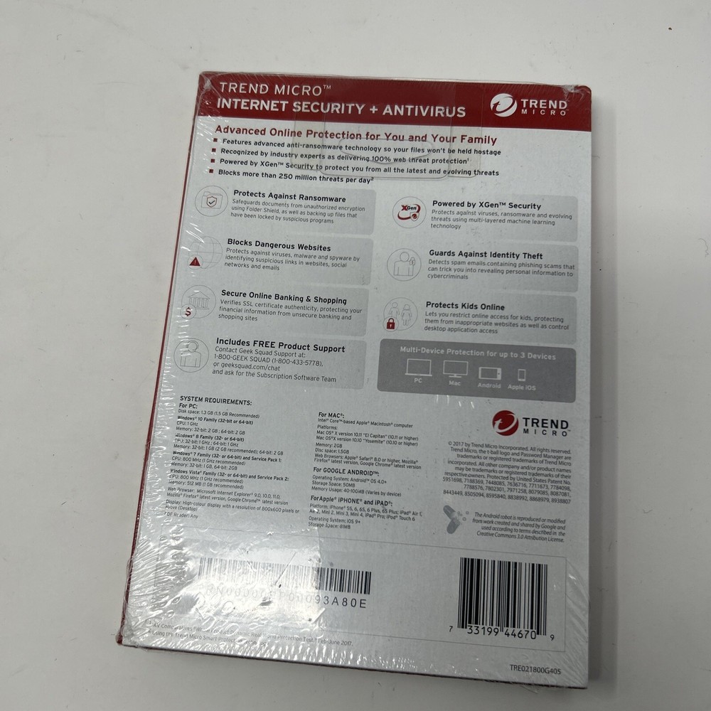 Trend Micro Internet Security + Antivirus Can Be Used On 3 Devices