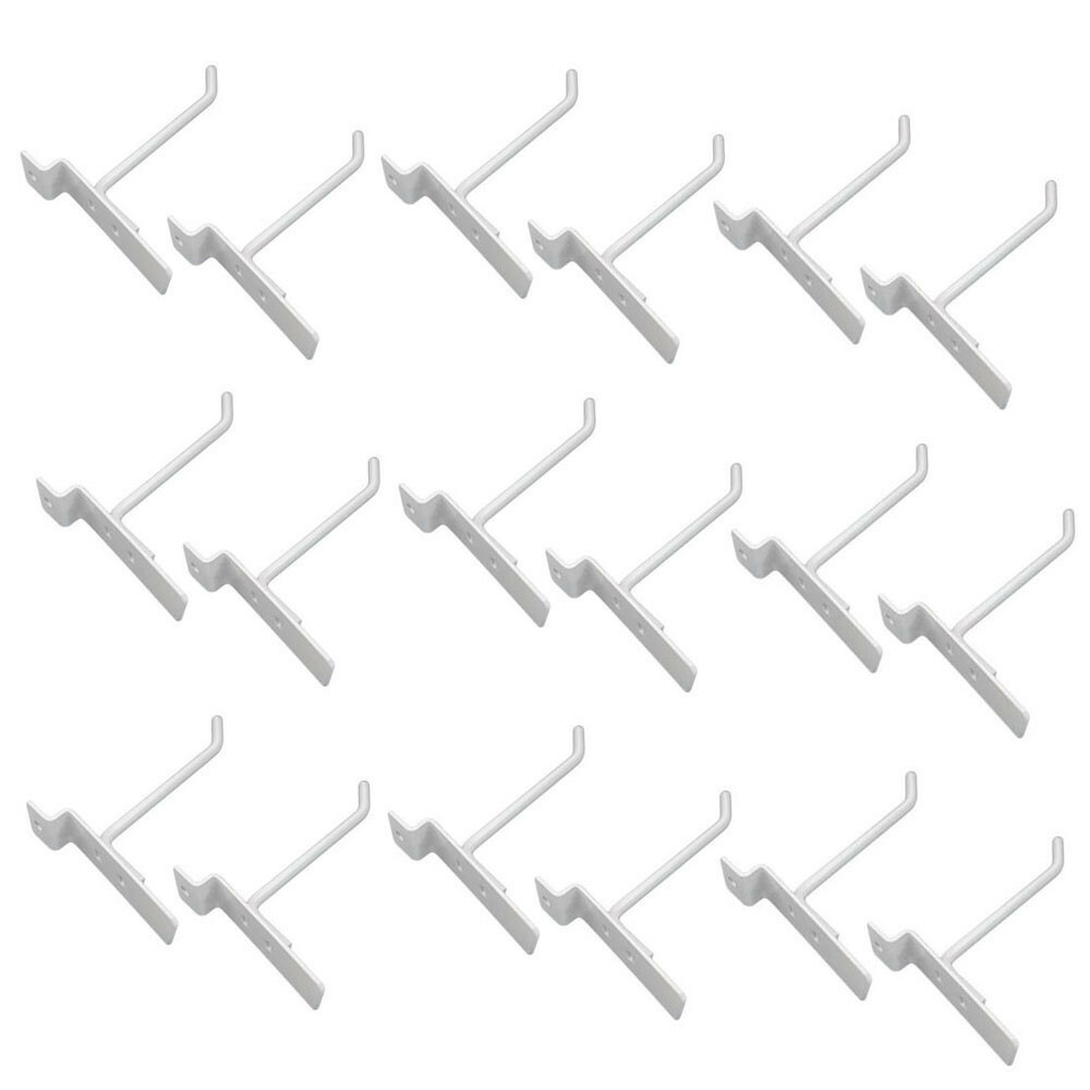 4" Slatwall Hook Panel Display Hooks, 1/4" Thickness Metal,Gloss White - PACK 24