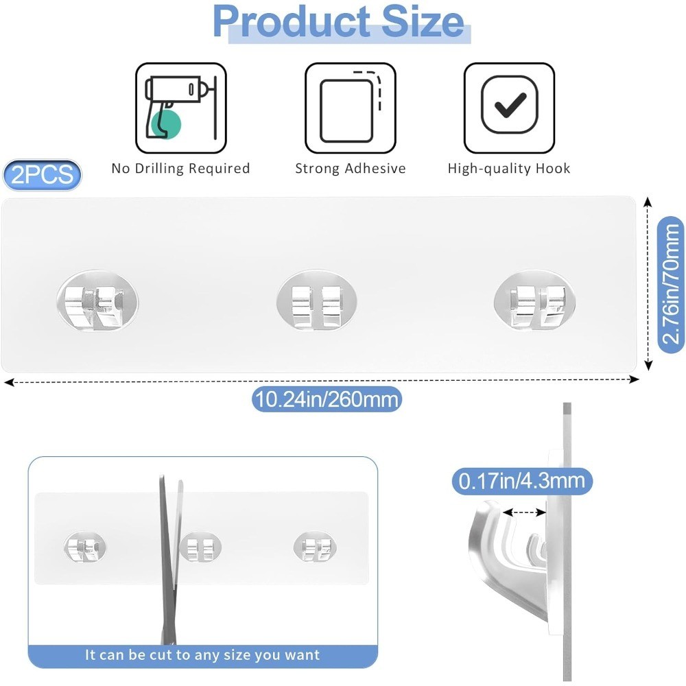 Waterproof Shower Caddy Adhesive Strips 2 Pack Heavy Duty Adhesive Hooks for