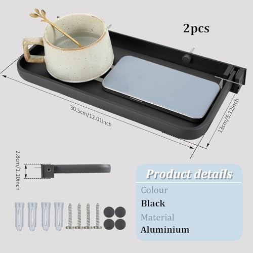 2Pcs RV Aluminum Foldable Shelf, Wall-Mounted Foldable Shelf, Easy to Install