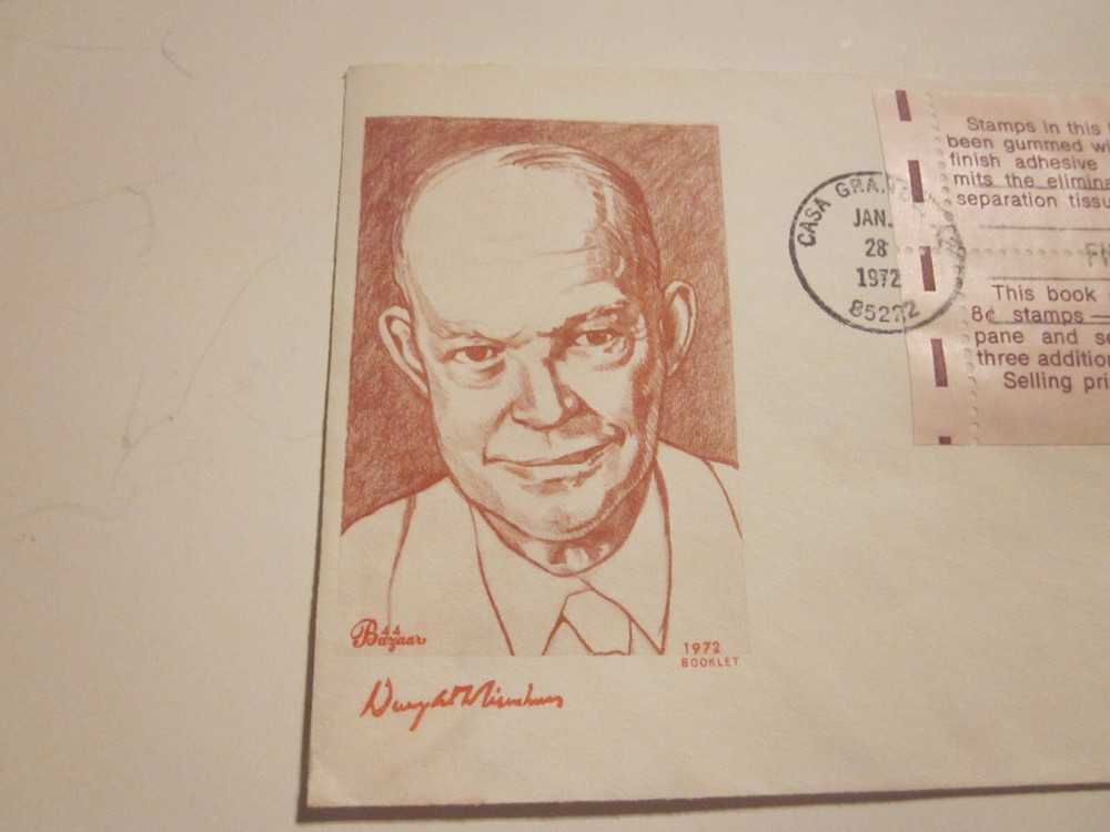U.S. FIRST DAY COVERS #13952 EISENHOWER PANE - 4+ TWO LABELS BAZAAR #44 CACHET