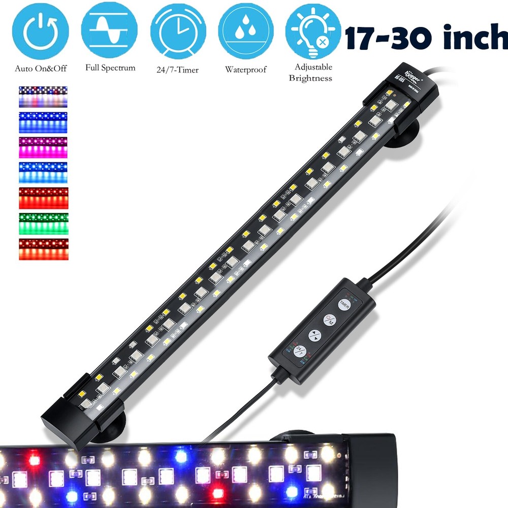 hygger 17-30" Submersible Aquarium Light Auto On Off Adjustable Timer Brightness