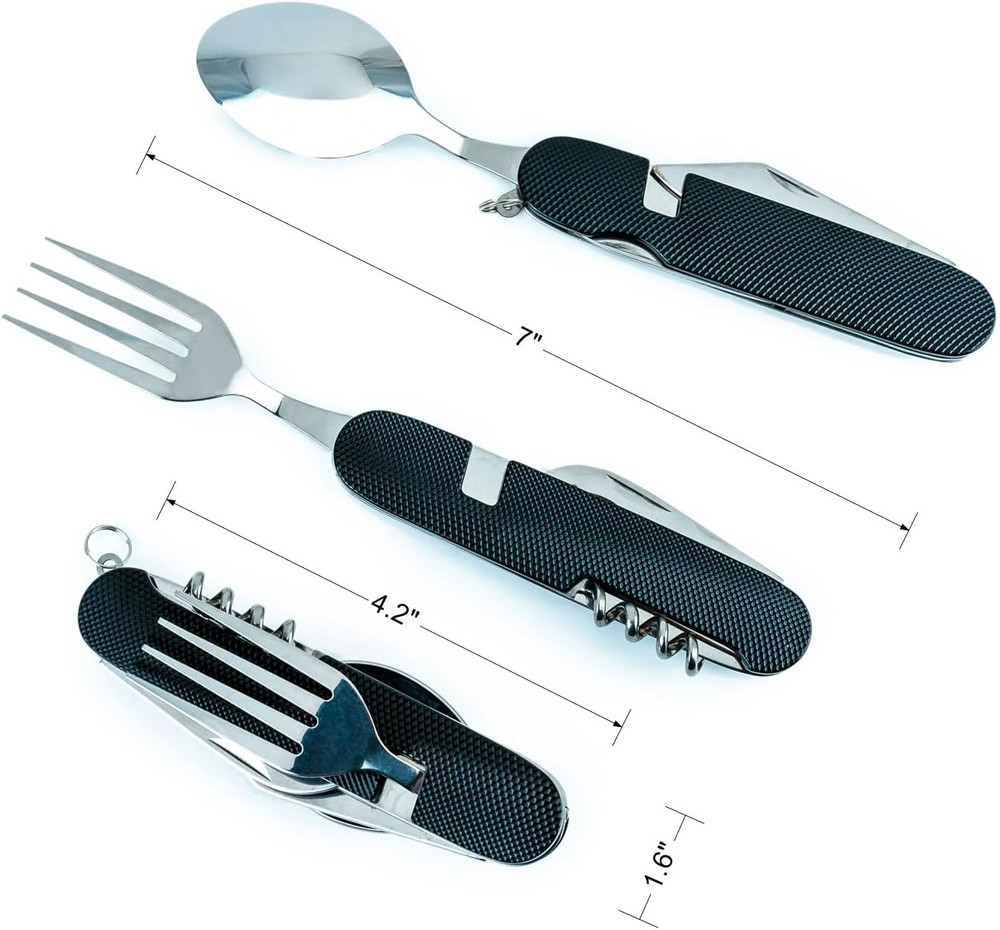 6-In-1 Multi-Function Camping Utensil Flatware Set Detachable Spoon Fork Knife C