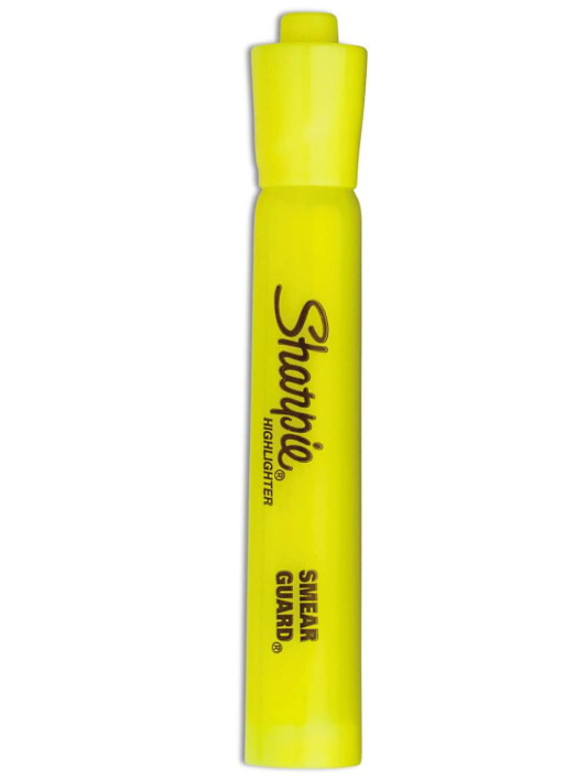 SHARPIE Tank Style Highlighters, Chisel Tip, Fluorescent Yellow, 4 Count