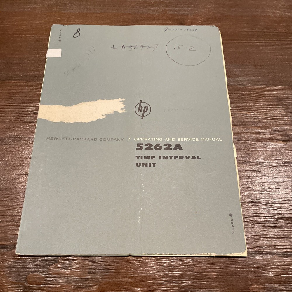 HP 5262A Time Interval Unit Operating & Service Manual June 1962