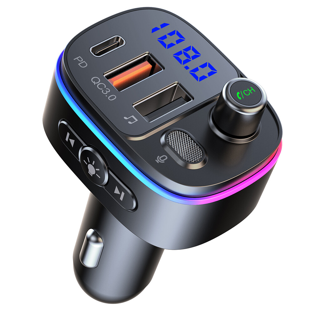QC3.0 USB/Type-c PD Fast Charging Wireless Bluetooth 5.0 Fm Transmitter Phone US