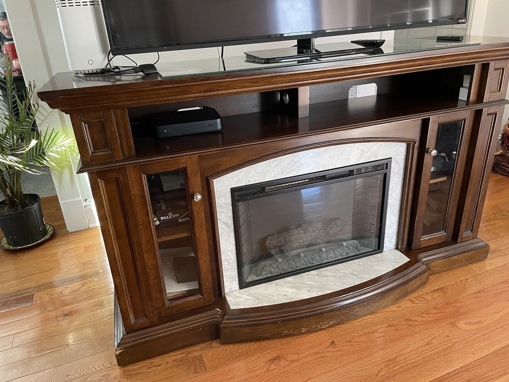 Brown Electrical fireplace tv stand