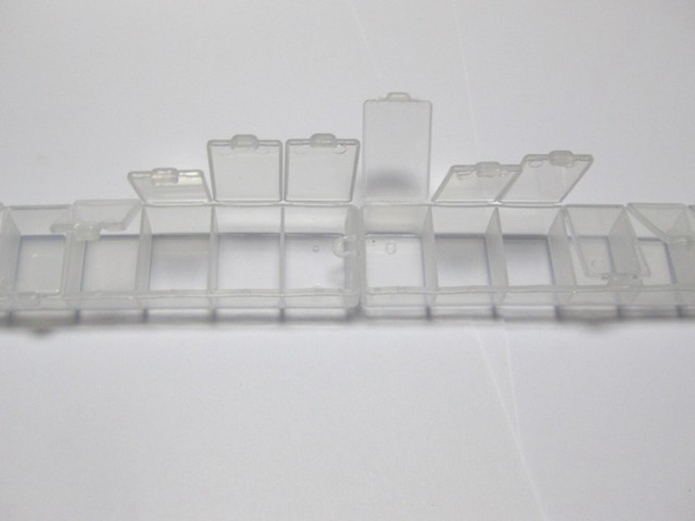 4 Clear Bar Shape Beads Display Storage Container Box 7 compartments 152X30mm